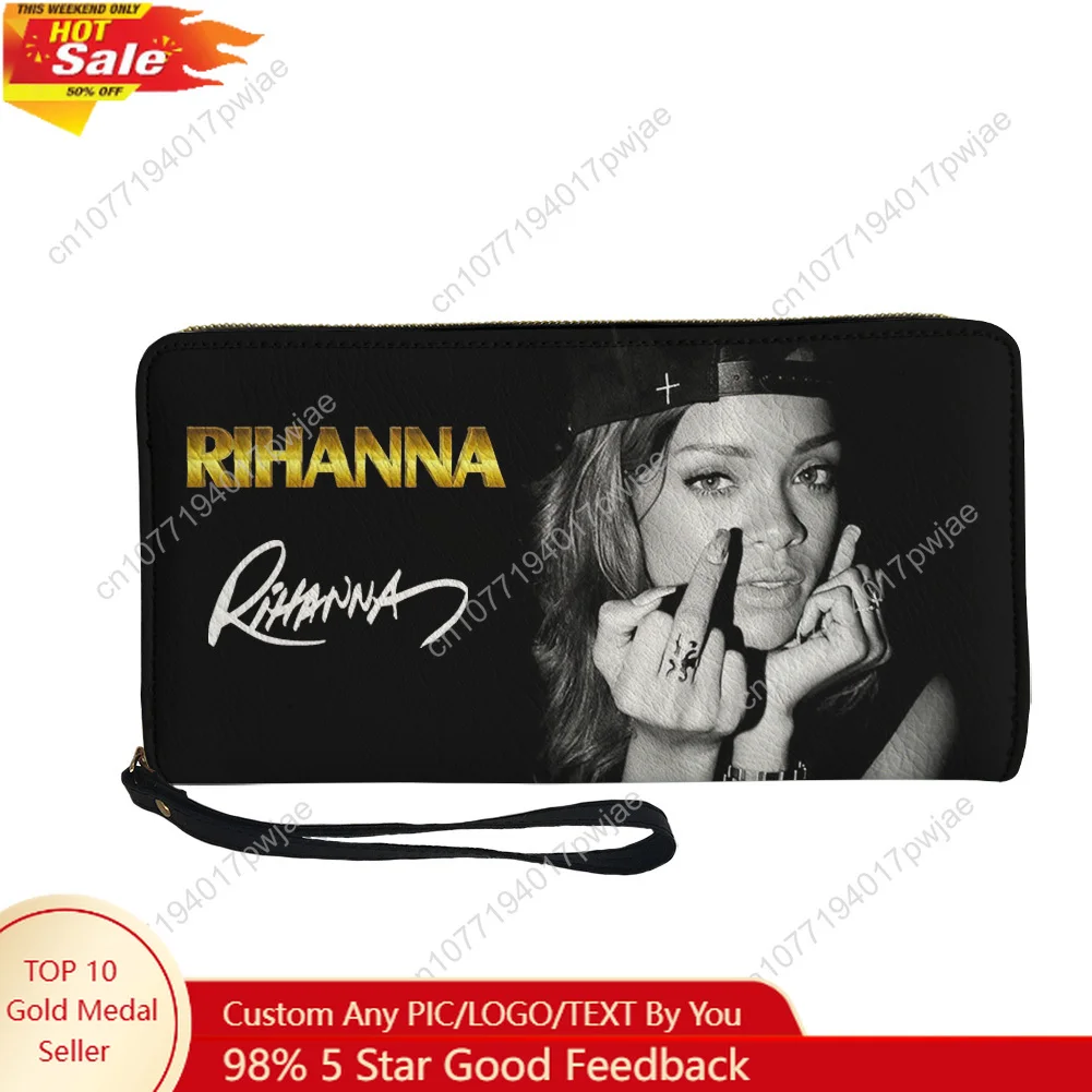 

R-Rihanna Hip-hop Rapper Custom Wallet Purse Sprunki Mens Womens Zipper Long Wallets Double Print Portable Wallet Gift Bag