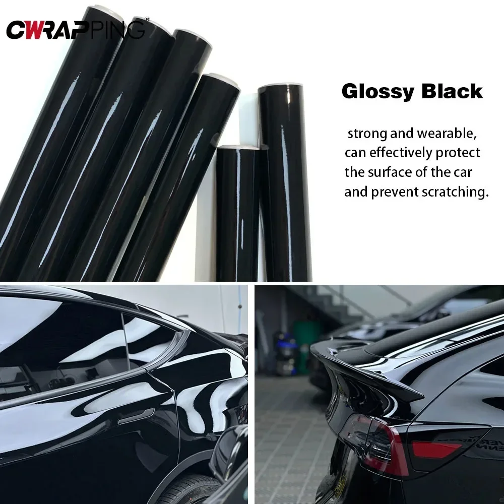 Car Piano Black Glossy Vinyl Wrap Film Gloss Black Self Adhesive Vinyl Sticker Bubble Free Vehicle Window Trim Mirror for Car