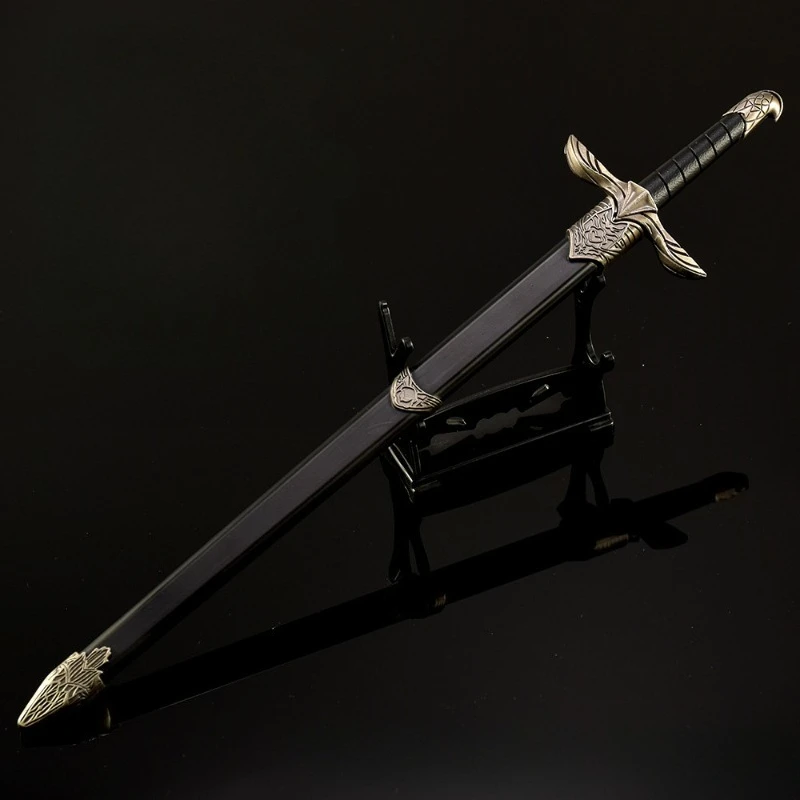30 cm/11.8 pollici Assassin's Creed Medievale Spada Cosplay Periferiche di Gioco Katana Arma Puntelli Ornamenti In Metallo Display Giocattolo Da Collezione