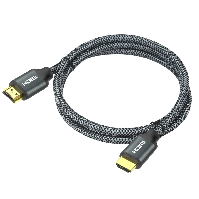 19+1 Standard HDMI HD Transmission Line, Braided Gray Mesh Aluminum Alloy HDMI HD Cable.