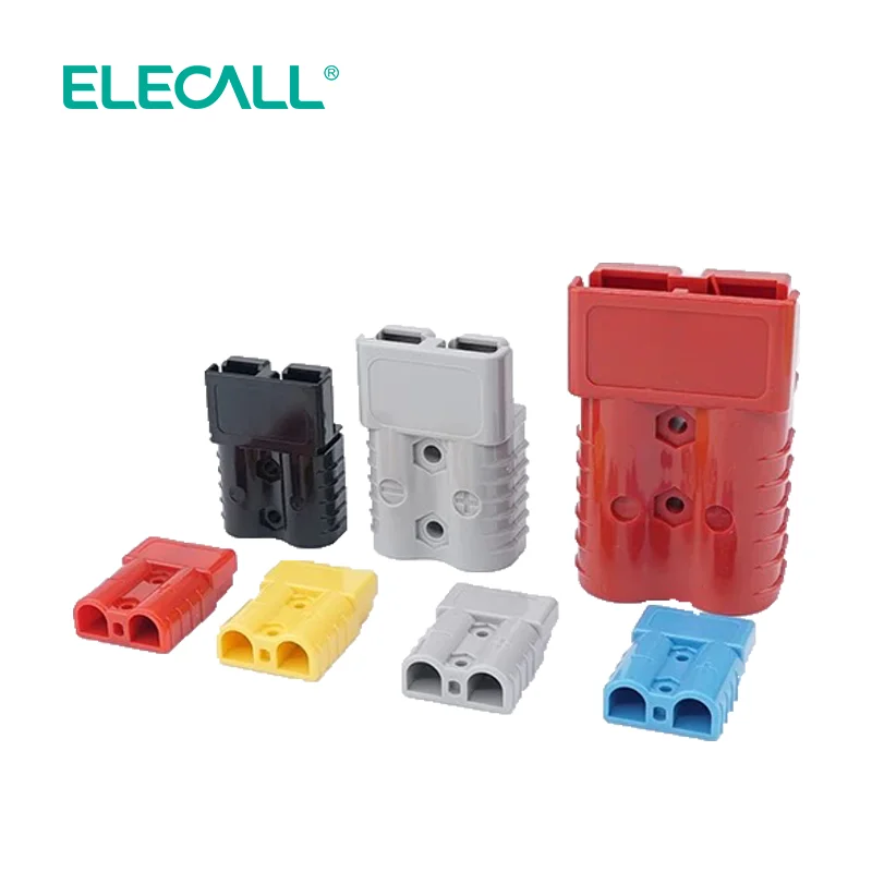 50A Bipolar Connector Plug 600V Power Connector Plug with Terminals for Forklift Golf Cart Silver-Plated Copper Terminals
