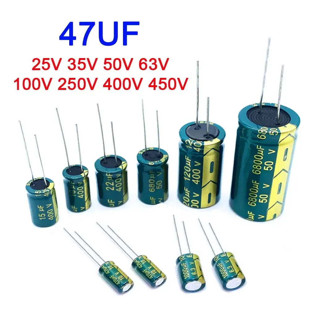 47UF 25V 35V 50V 63V 100V 160V 200V 250V 400V 450V High Frequency Low ESR Aluminum Capacitor ±20%  High Frequency Electrolytic