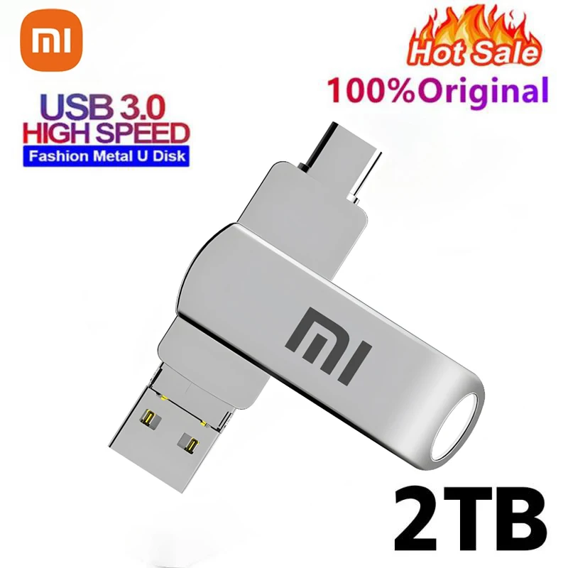 샤오미 USB 3.0 메탈 플래시 드라이브, C 타입 고속 펜드라이브, 방수 휴대용 USB 메모리, 2TB, 1TB, 신제품