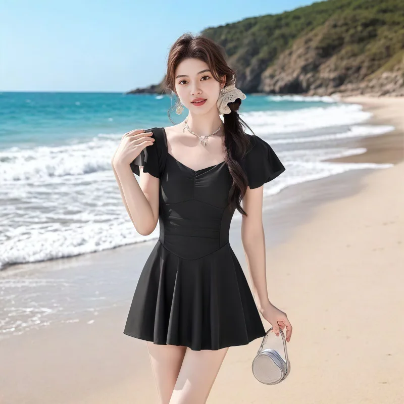 Strappy One-Piece Swimsuit For Women, Pure Desire Style, High-End Feel, Conservative, Slimming, Covering, Korean Version, Girl's