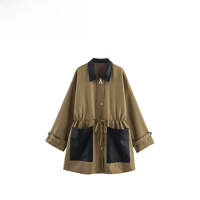 

Fall New ZR Loose Fit Color Blo Jaet Simple Ele French Sle Polyester Women's ort Outerwear Versatile Faionable