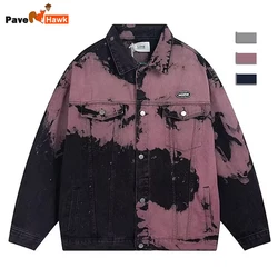 Harajuku Tie Dye Denim Jacket Men Women Loose Harajuku Bomber Outwear Couple Autumn Y2k Vintage Cowboy Coat Spring Autumn 2023