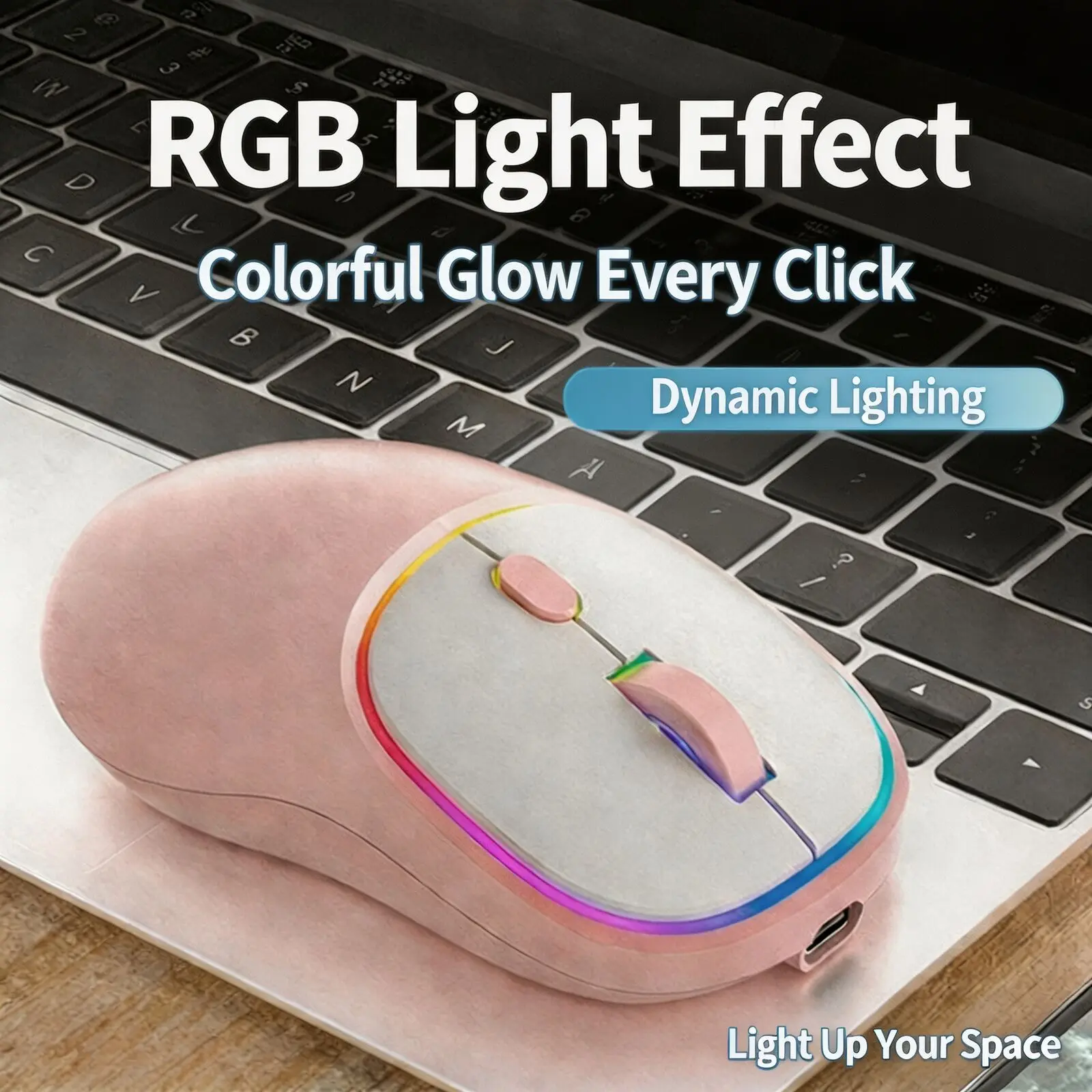 Tri Mode Wireless Mouse 2.4G Dual Bluetooth Rechargeable Silent Click RGB Gradient Light 3-Speed Adjustable DPI Portable Mice