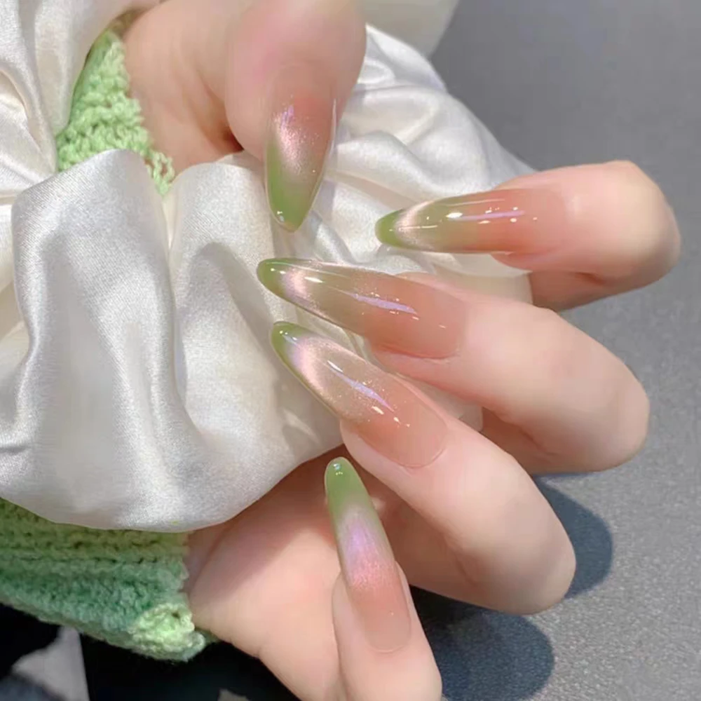 30pcs Handmade Removable Wearable Nails Kit With Adhesive Full Cover Nail Patch Fresh Gradient False Nail Fashion Manicure Gift