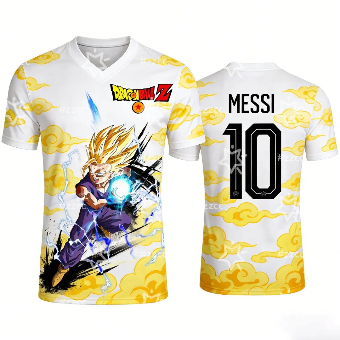 

2026 футбольная майка с рисунком Dragon Ball, Джерси Месси, осенняя спортивная футболка Dry Quick, мужская футболка, детская одежда, футболка Y2k, женская