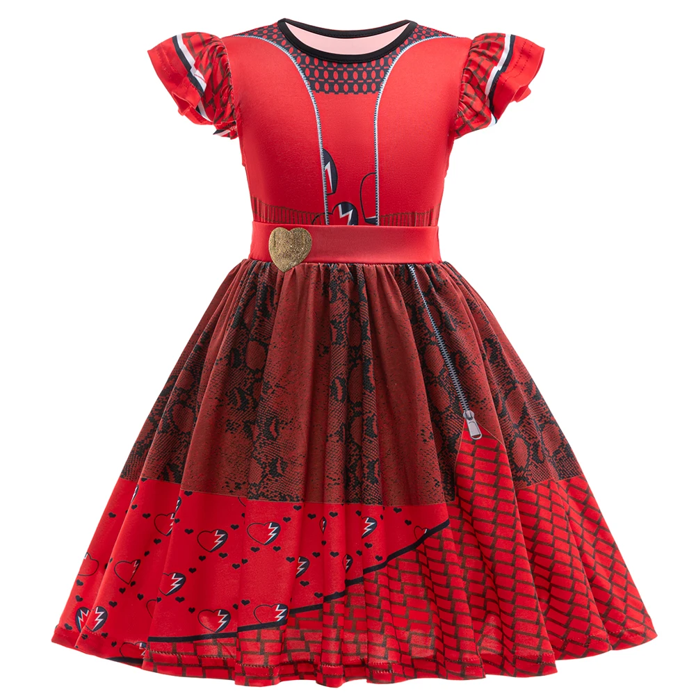 

Little Girl Summer Dress New Fashion Girls' Clothing Ruffle Sleeves Princess Red Dress Casual Birthday Kids Baby Girl Dress 3-9T
