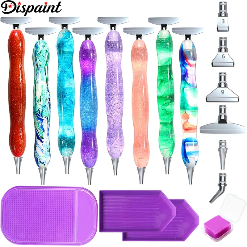 Dispaint Resin Diamond Painting Pen， Eco-friendly Alloy Replacement Pen Heads Multi Placers Point Drill Pens, DIY Nail Art Tools