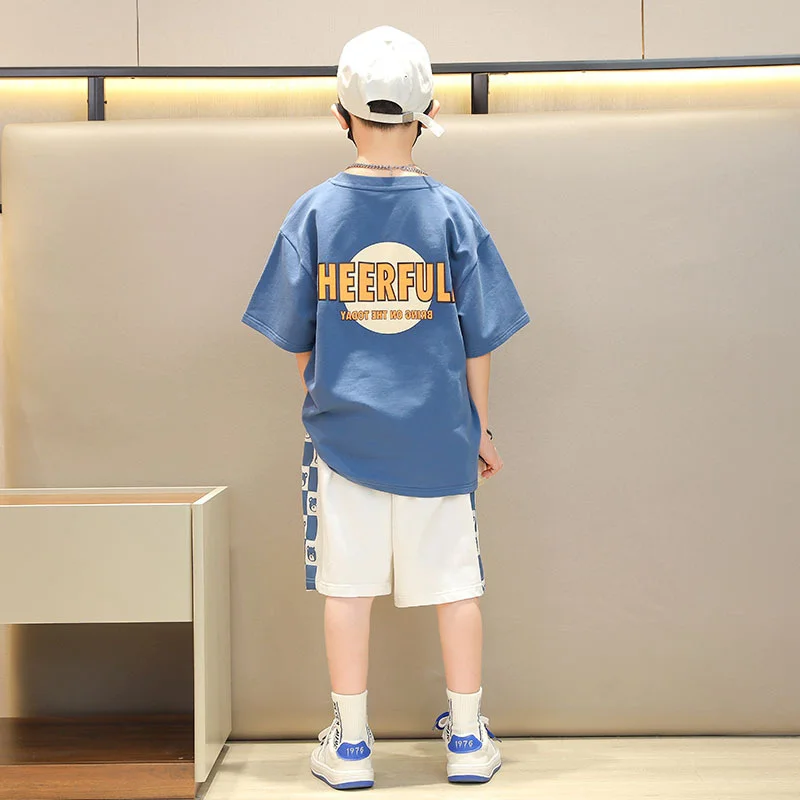 

Sport Clothing Sets For Boys Summer Children's Casual Short Sleeve Outfits Kids T-Shirt+Shorts 2Pcs Suits 4-14 Years