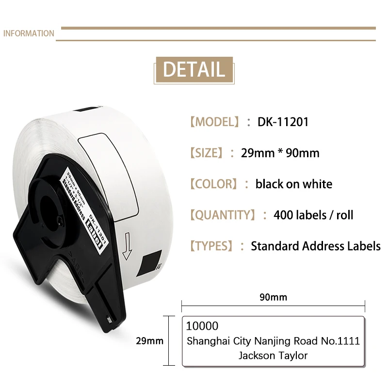 1Roll for DK-11201 DK11201 for Brother Labels With Holders 29*90mm Thermal Paper fit for QL-500 QL-700 QL-800 QL-1100