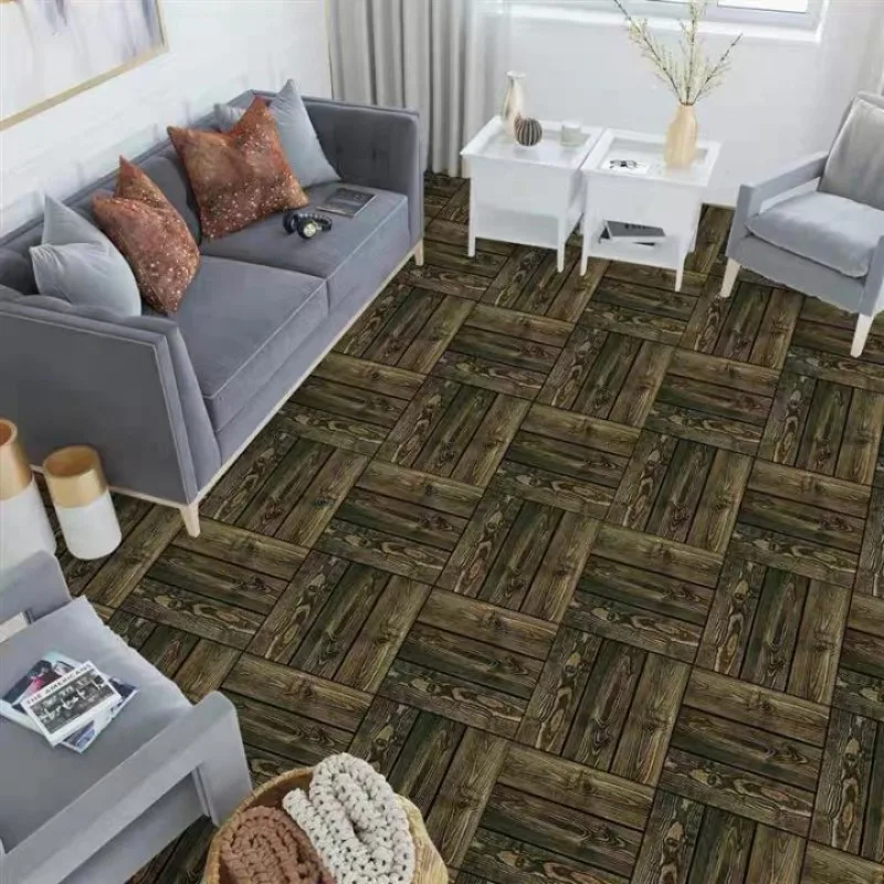 Frosted Material Wood Grain Flooring Stickers PVC Waterproof Strong Adhesive Wallpaper Kitchen and Bedroom Decoration Renovation