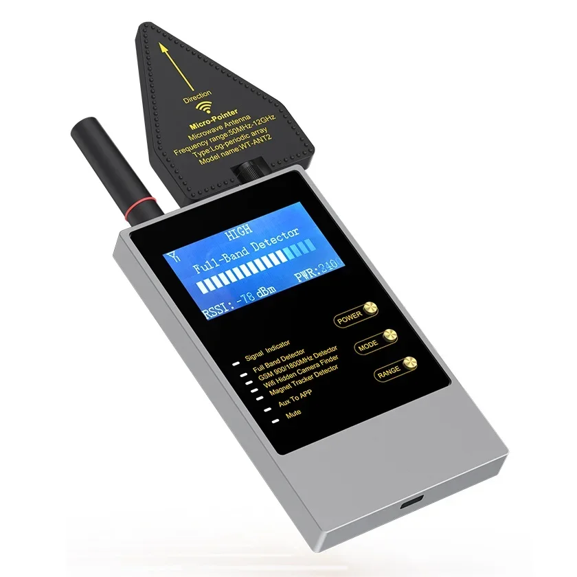 Anti Spy RF Signal Detector, Built-in bateria recarregável, Wi-Fi, GSM, GPS Tracker, Finder sem fio, Spy Things Device