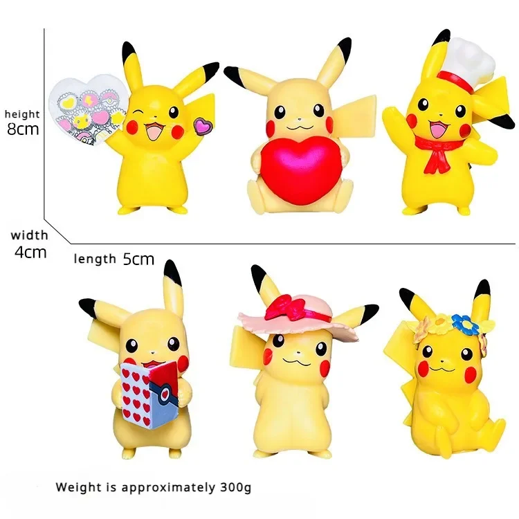 Kawaii Pokemon Anime Figures Pikachu Toys Model Cute PVC Collectible Cake Car Decorations Children's Gift Toys Hobbies