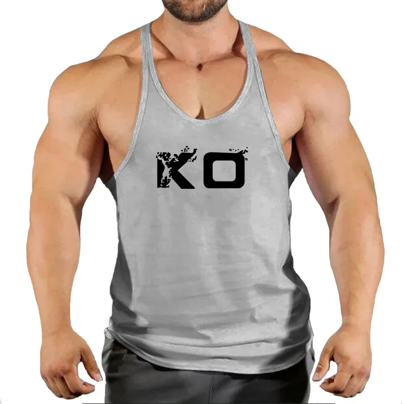Fashion Gym Stringer Tank Top Men Bodybuilding Sleeveless T-shirt Outdoor Fitness Vest Tops Workout Sports Vests