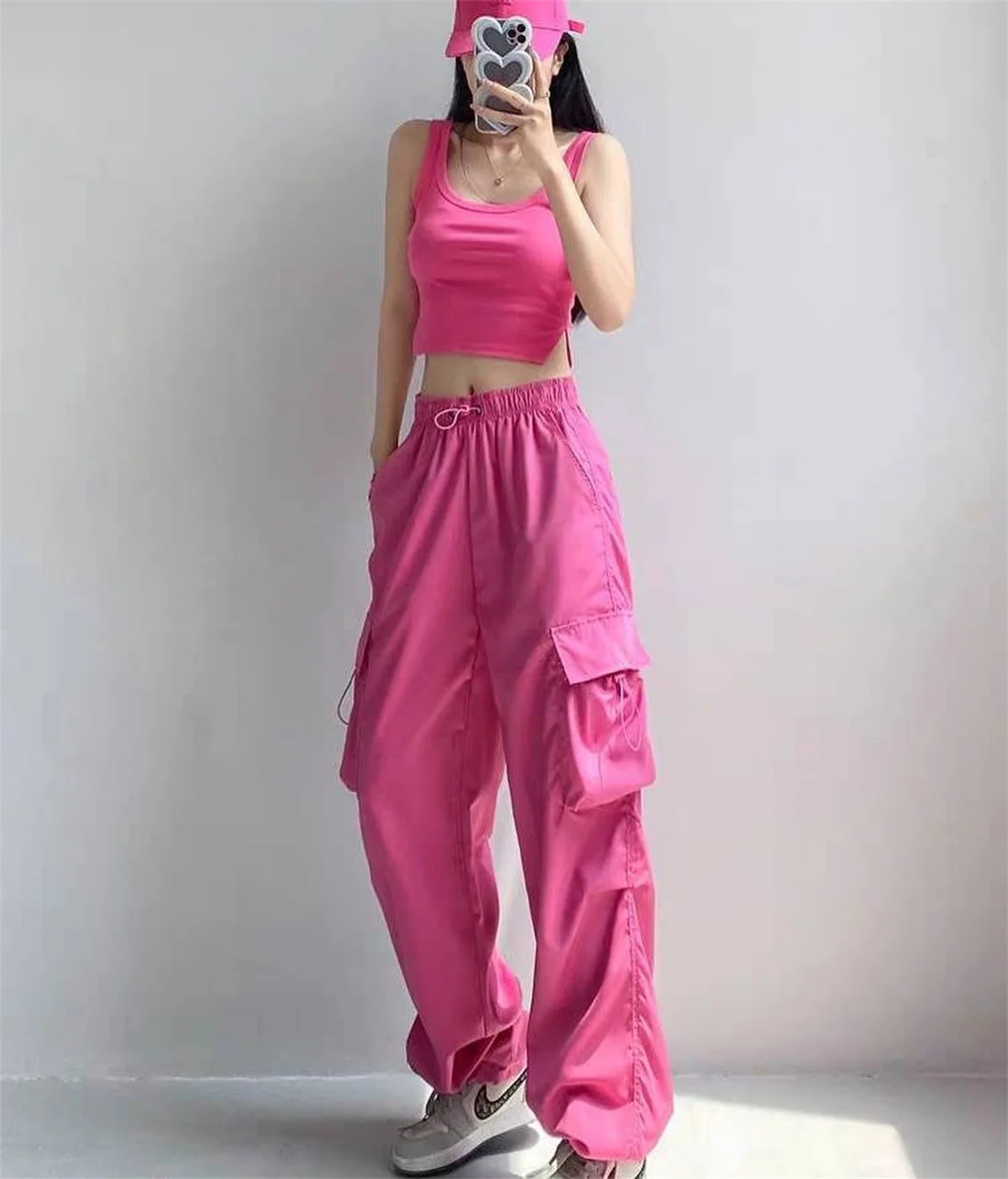 American retro tooling slacks female drape straight beam foot trousers summertime joker loose ins wide-legged pants girl