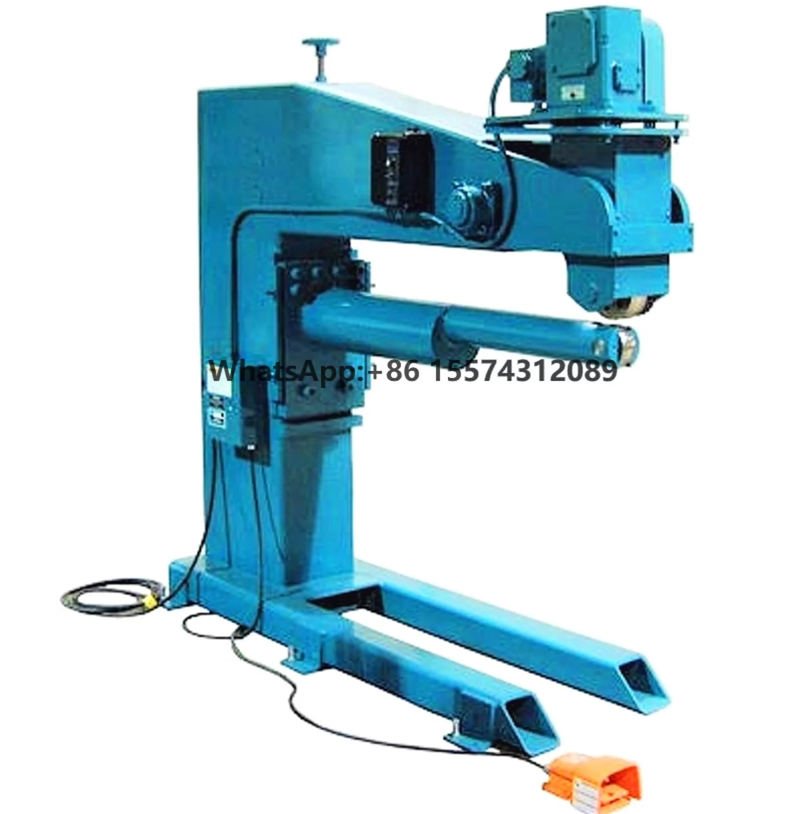 Pneumatic roll planisher longitudinal planishing machine for flush, smooth weld