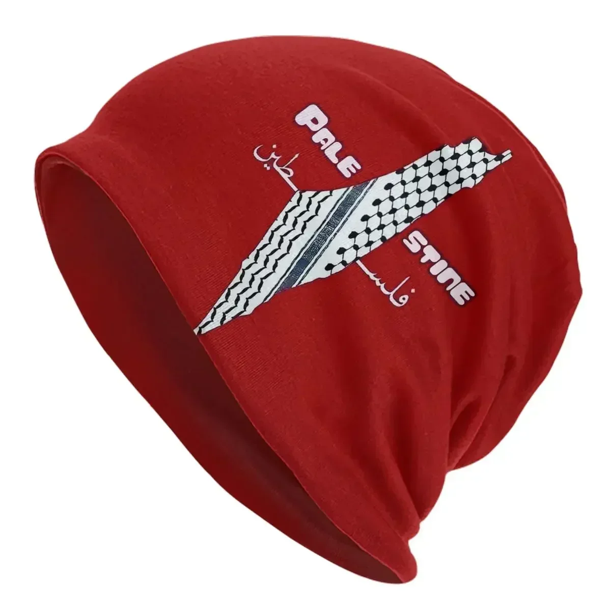 Palestinian Hatta Kufiya Map - Red For Palestin Unisex Beanies Caps Knitted Bonnet Hat Warm Fashion Autumn Winter Skullies Hats