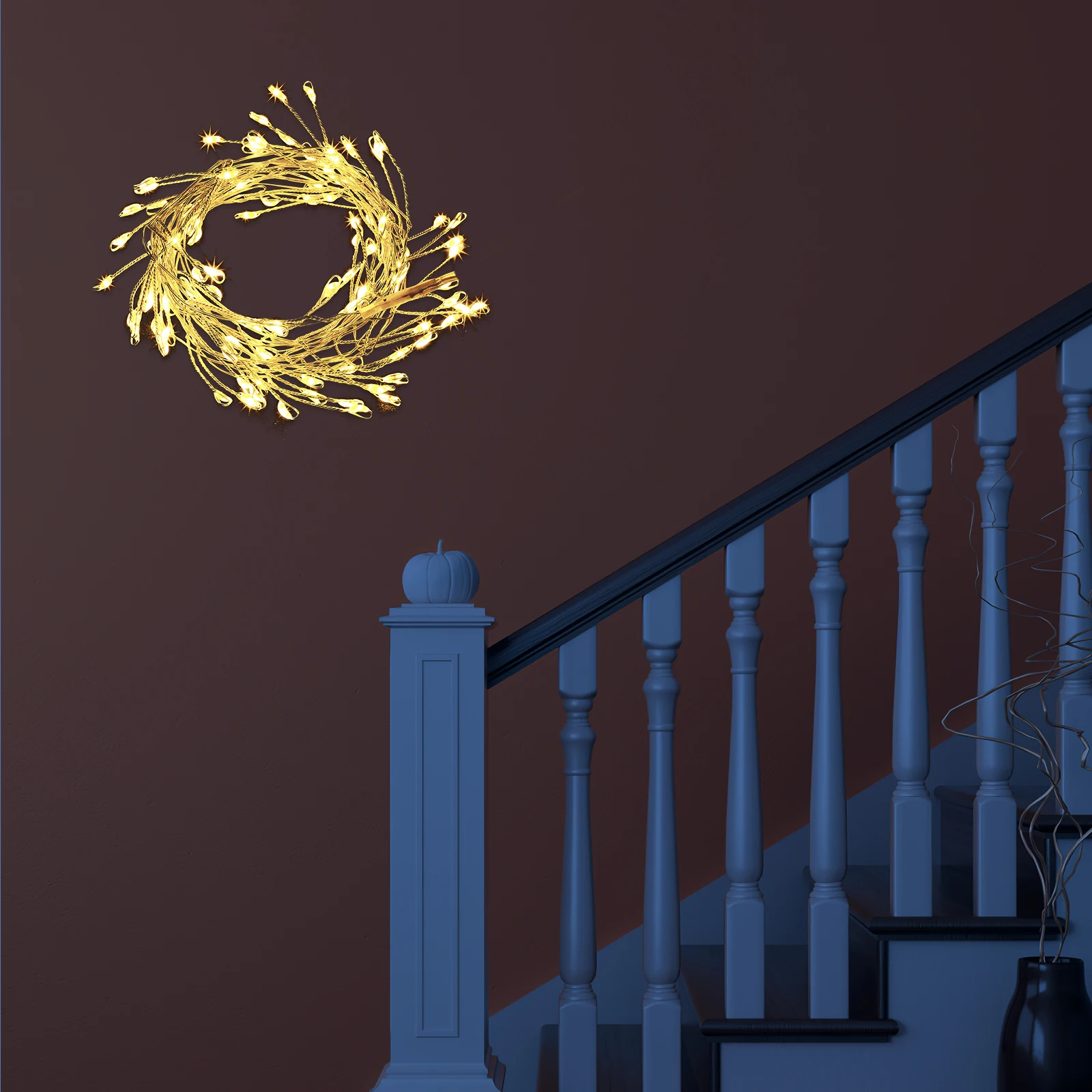 

LED Bulbs Silver Wire Party Wreath Light Led Wreath Light Remote Control Christmas Tree Bedroom Outdoor Lights