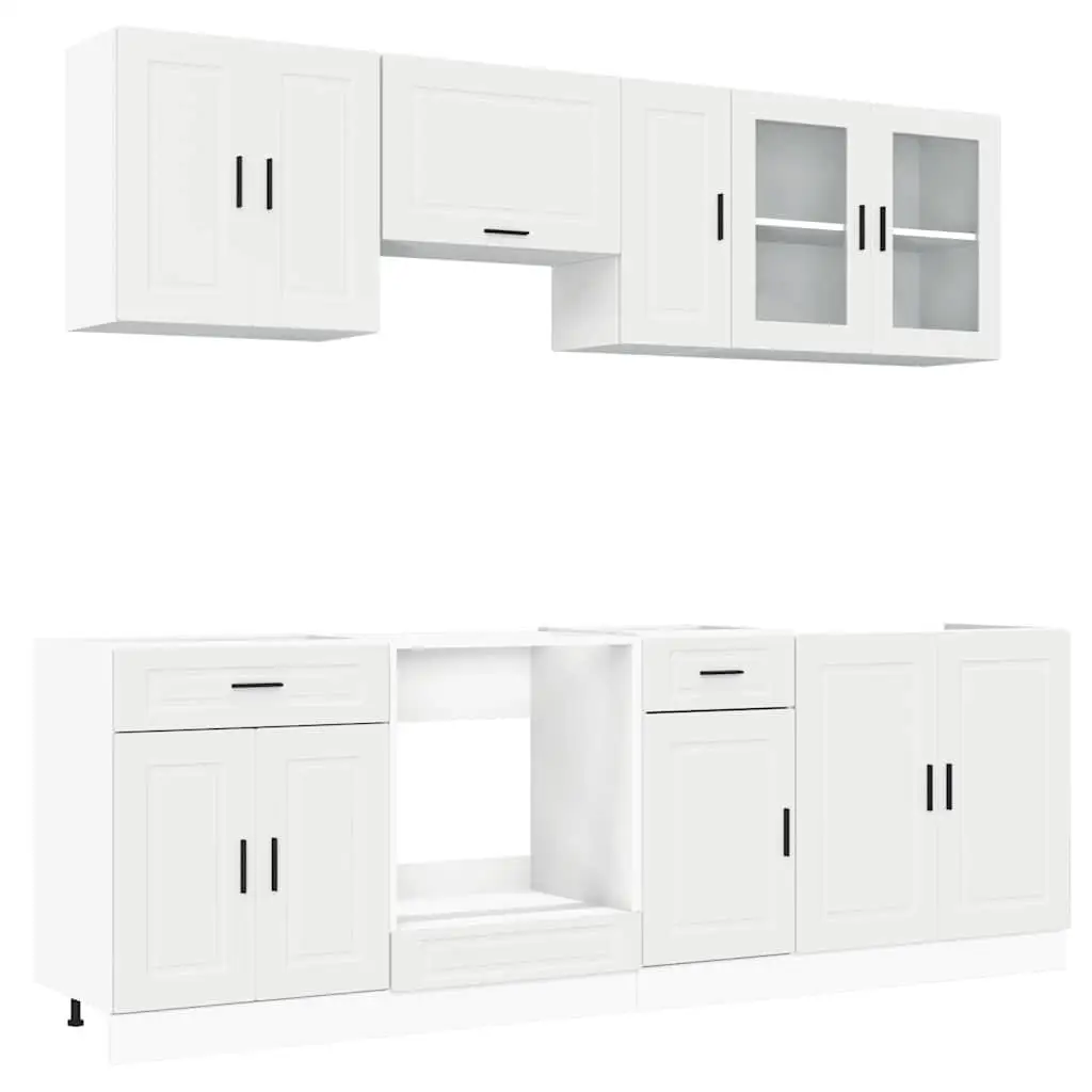 8-Piece Kalmar Kitchen Cabinet Set - White Wood Composite Storage Solution