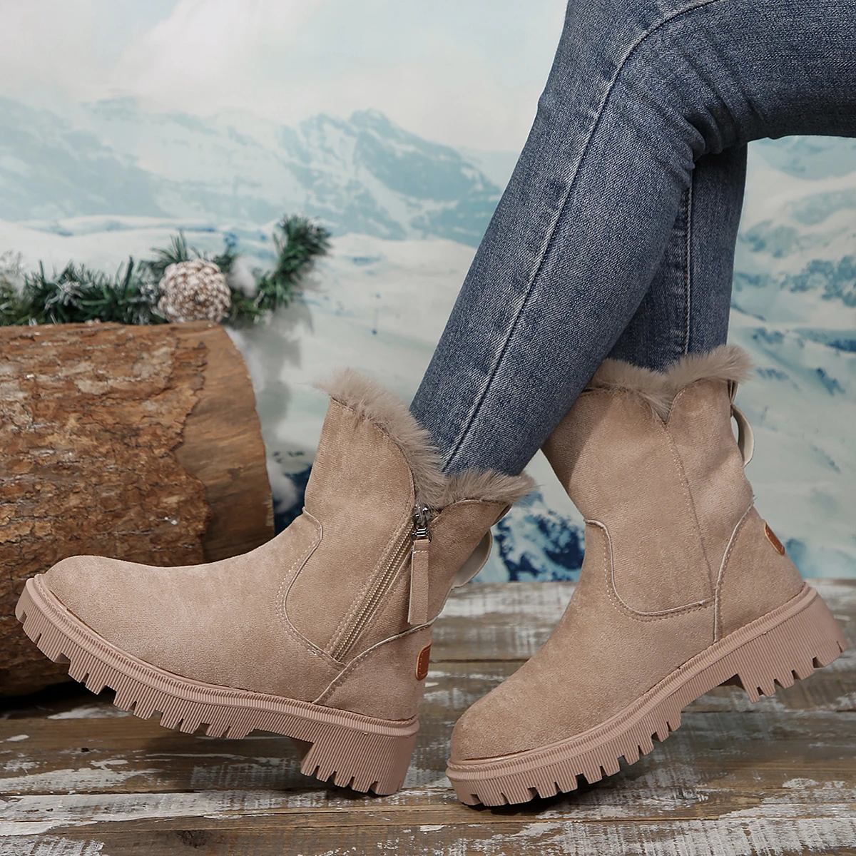 New Snow Boots Women Winter Warm Fashion Designer Platform Women Boots Non-slip Short Plush Flat Shoes for Women Botas De Mujer