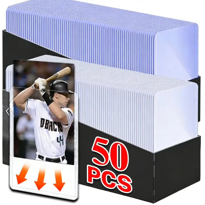 1-50Pcs 35PT Transparent Card Sleeves Hard Plastic Baseball Game Card Sleeves Protector for Collectible Sports Trading Cards