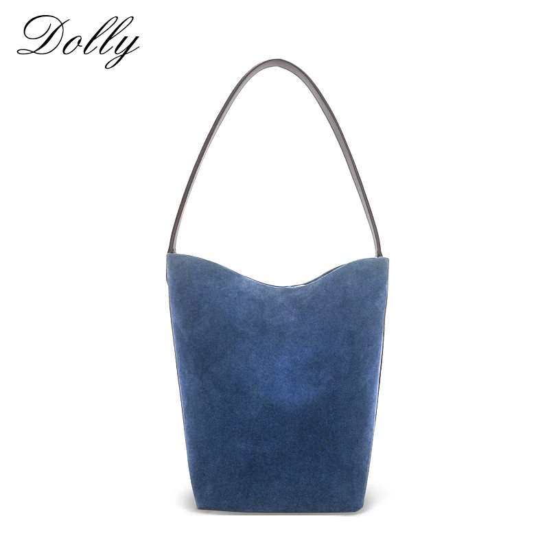 Luxury Suede Genuine Leather Lady Tote Underarm Shoulder Bag,High End New In Large Capacity Cow Leather Bucket Handbag for Women