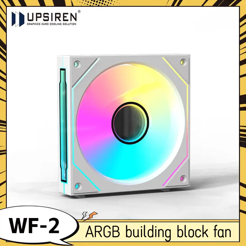 UPSIREN WF-2 3in1 Case Fan ARGB Synchronized Lighting Modular Fan Hydraulic Bearing Low Noise Forward/Reverse Blade Black/White