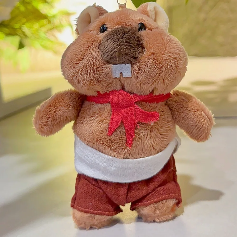 Cartoon Design Groundhog Plush Keychain Stuffed Doll Soft Texture Groundhog Backpack Doll Kawaii Lovely Plush Bag Pendant