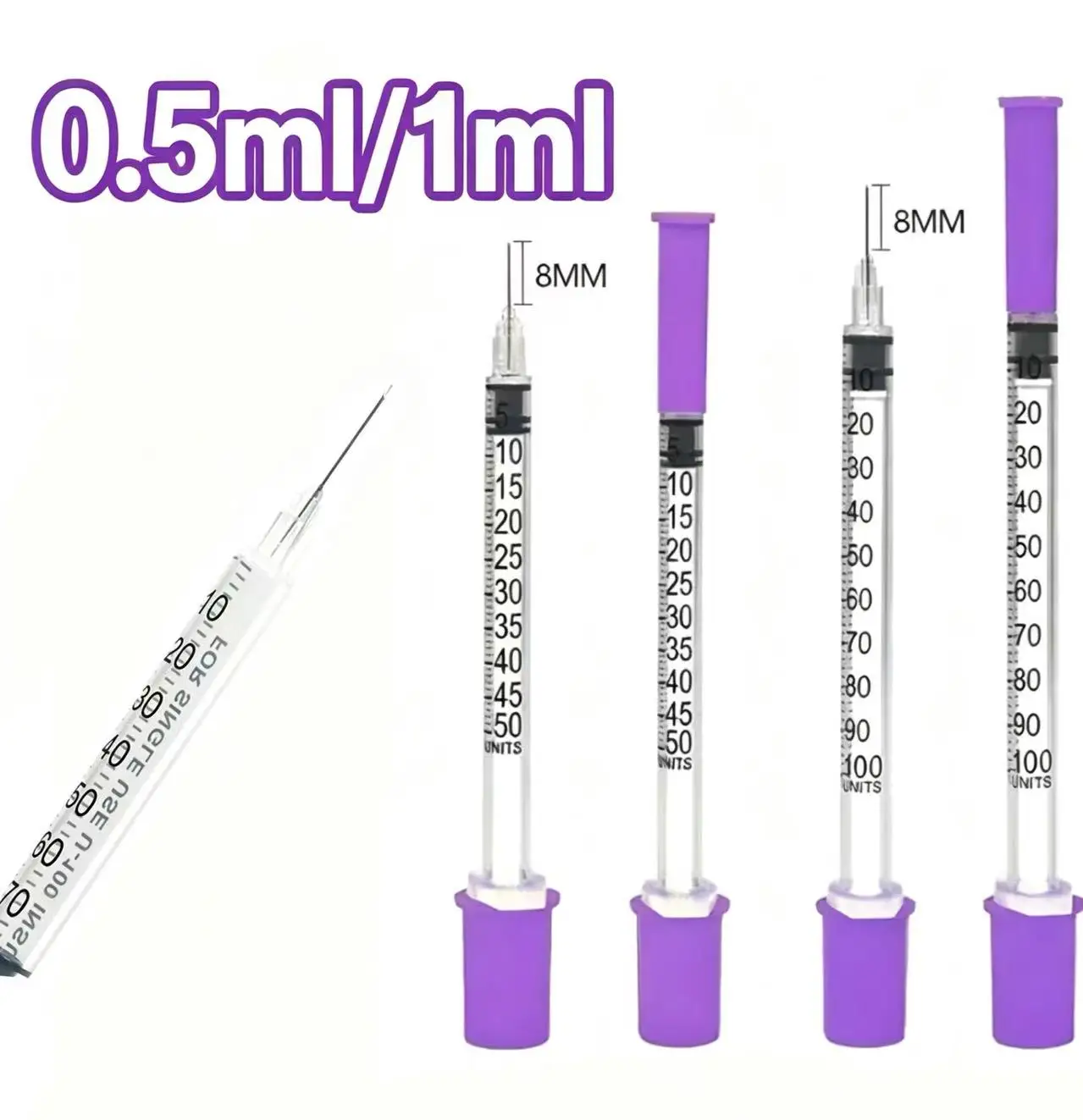 Seringues doseuses jetables 0,5 ml 1 ml, emballage stérile individuel, petits outils de distribution de liquides pour tests de laboratoire, soins des animaux