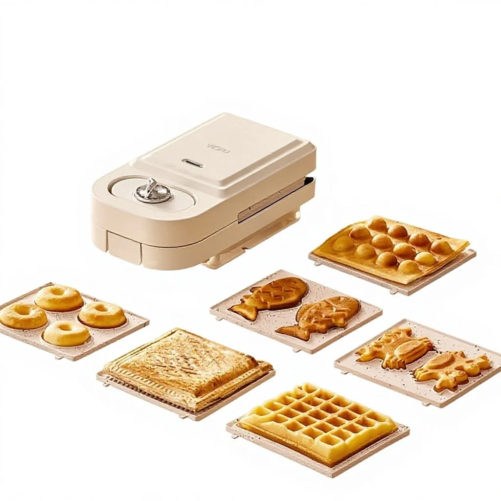 Electric Heating Ceramic Breakfast Maker 600W 2-3 Slices Mechanical Touch Control Timing Multifunctional House hold Small