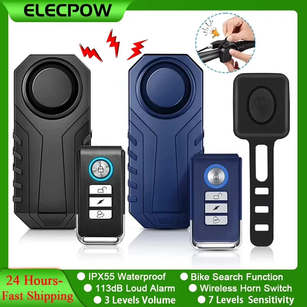 Elecpow alarma de bicicleta Control remoto inalámbrico Scooter Eléctrico bicicleta alarma antirrobo 113dB sistema de alarma de motocicleta