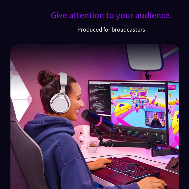

High Quality-RGB Gaming Microphone Dynamic Microphone USB/XLR Noise Canceling Dual Mode Microphone Podcast Microphone Durable Ea