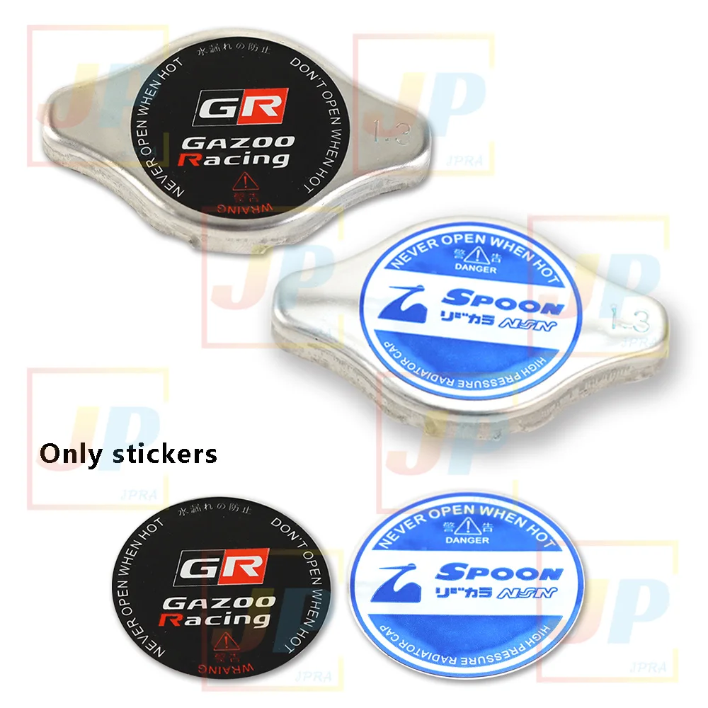 JDM Universal Car Water Tank Cover Seal Coolant Radiator Cover Anti-Scald Cap Stickers Car styling Accessories GR SPOON