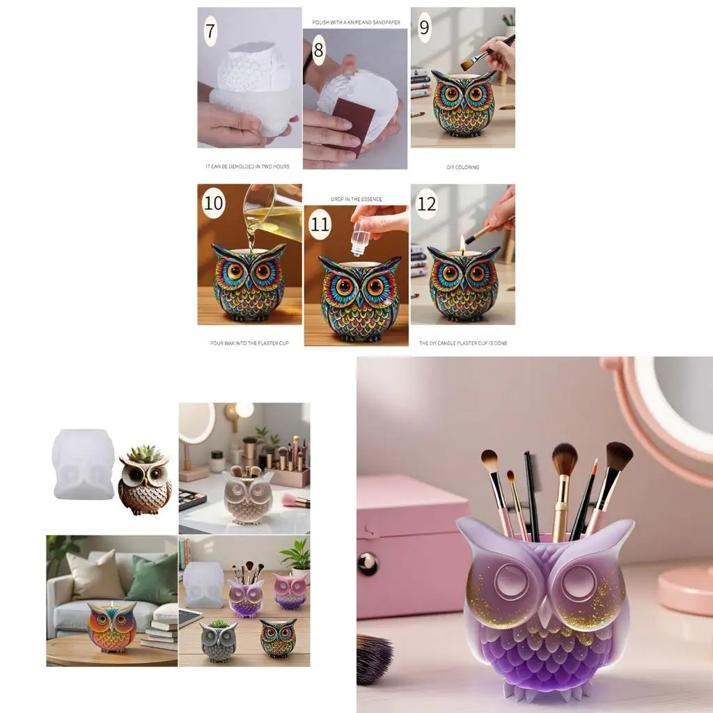 

Premium Silicone Owl Planter Mold For DIY Resin Casting Craft Projects And Flower Pots