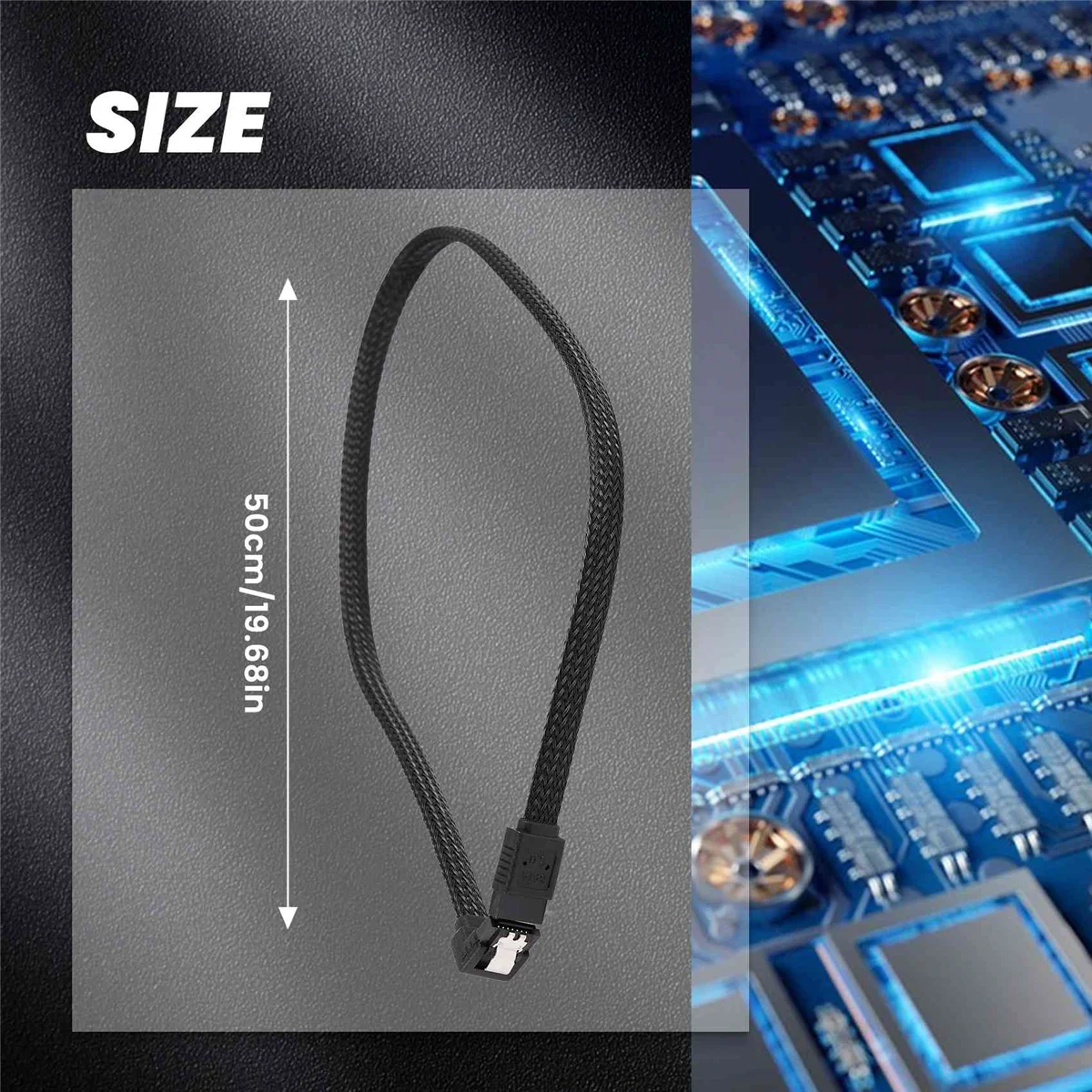 ナイロンスリーブ付きハードディスクデータケーブル,sata 3.0,iii,7ピン,6 gbps,ssd,7直角,50cm