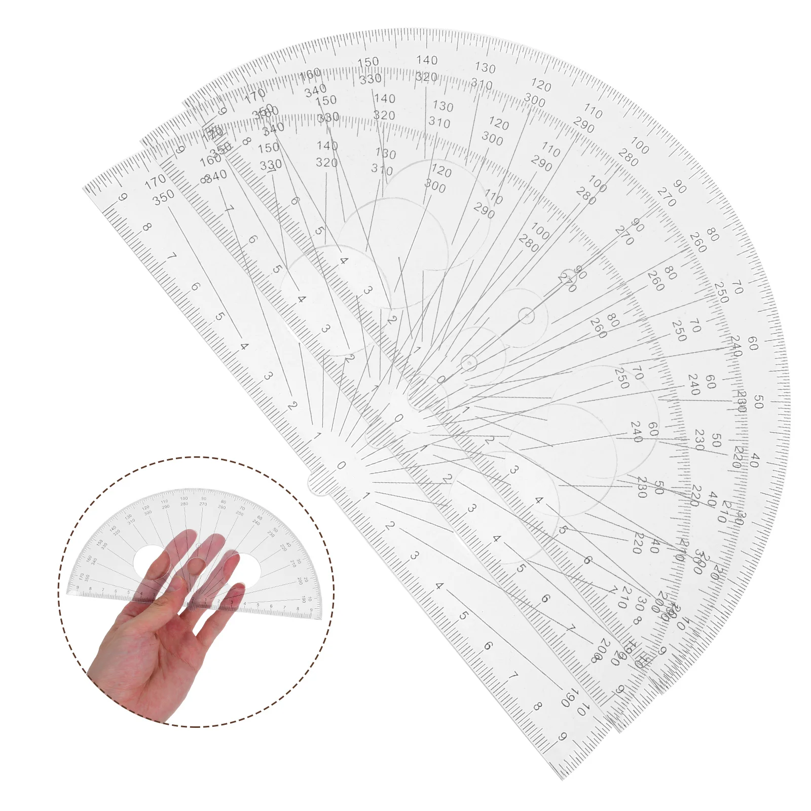 3 pezzi multifunzionali 180 °   Goniometro in plastica trasparente semicerchio strumento di misurazione geometrica per l'aula scolastica uso domestico versatile