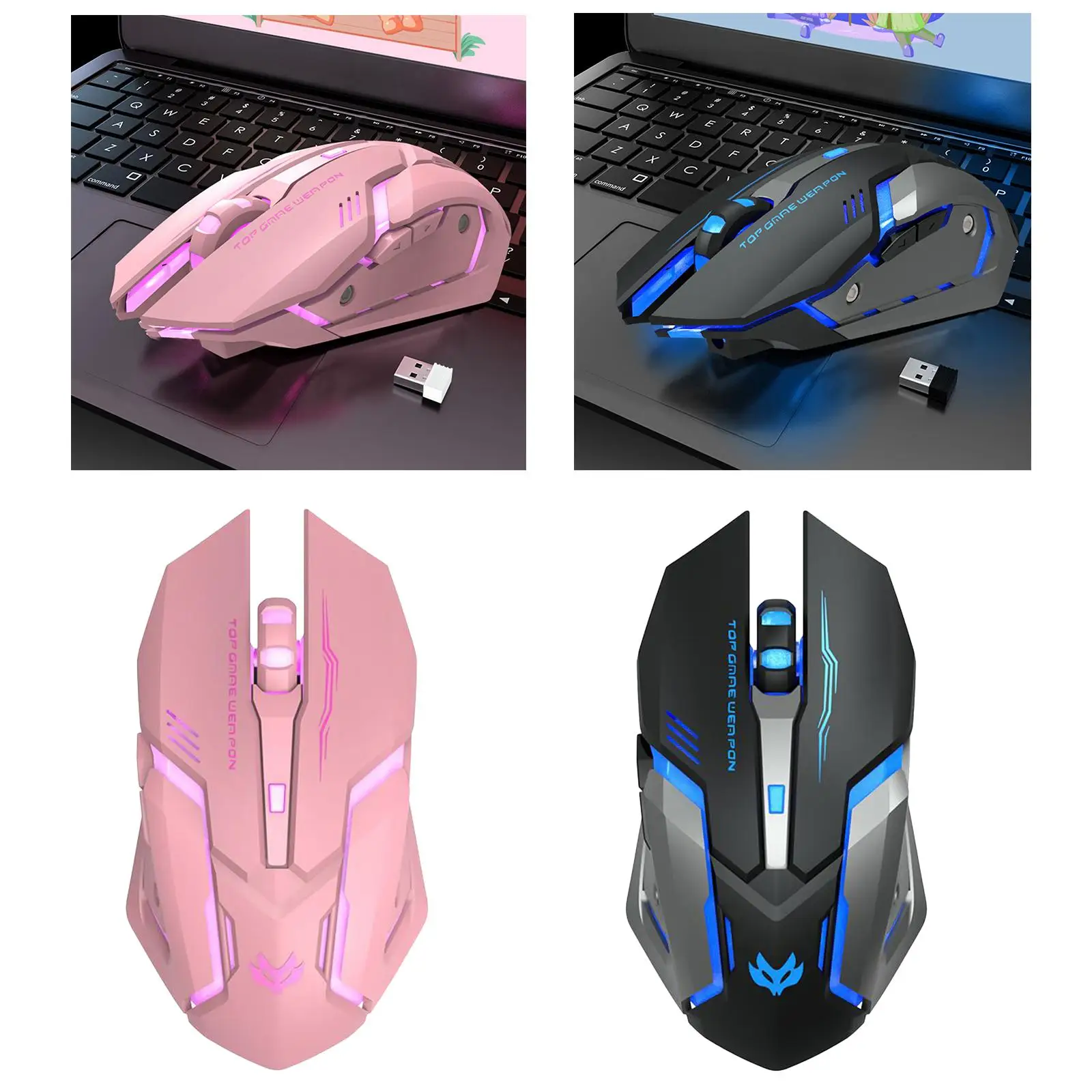 USB Rechargeable Wireless LED Backlit Gaming Mouse for PC Laptop