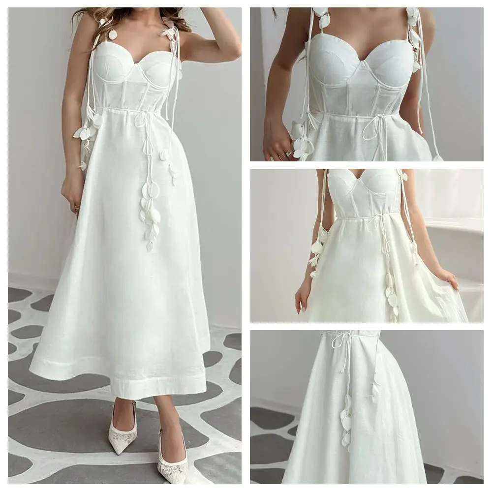 

Customized A-line Evening Dresses Tea-length Spaghetti Strap Sleeveless Prom Gown Simple Fashion Draped Backless Party Gown