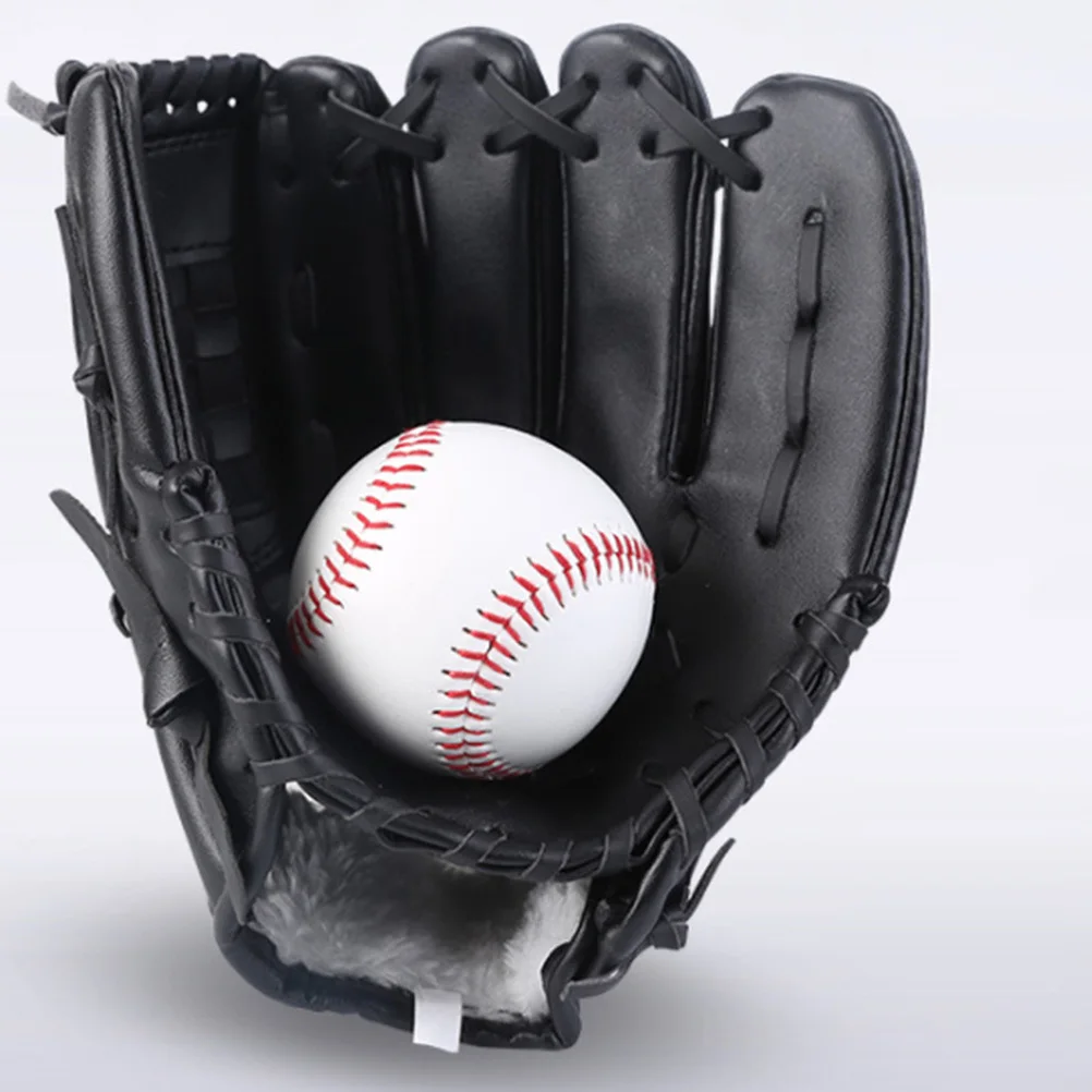 

1Pcs Baseball Glove Thickened 11.5 Inch PU PVC Beginner Softball Gloves Infield Pitcher Sports Gloves for Women Men Black