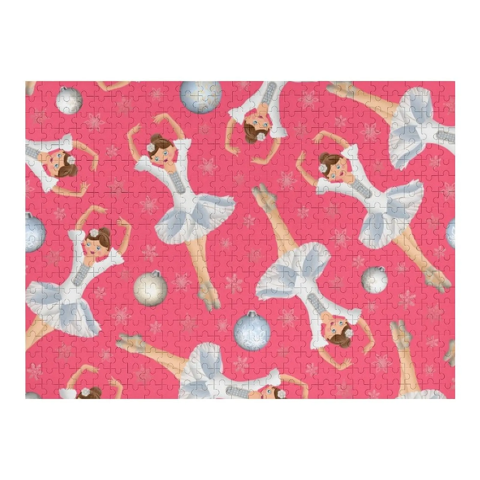 

The Nutcracker Christmas Special - Ballerina with Christmas Ornaments and snowflakes Pattern Jigsaw Puzzle Iq Puzzle