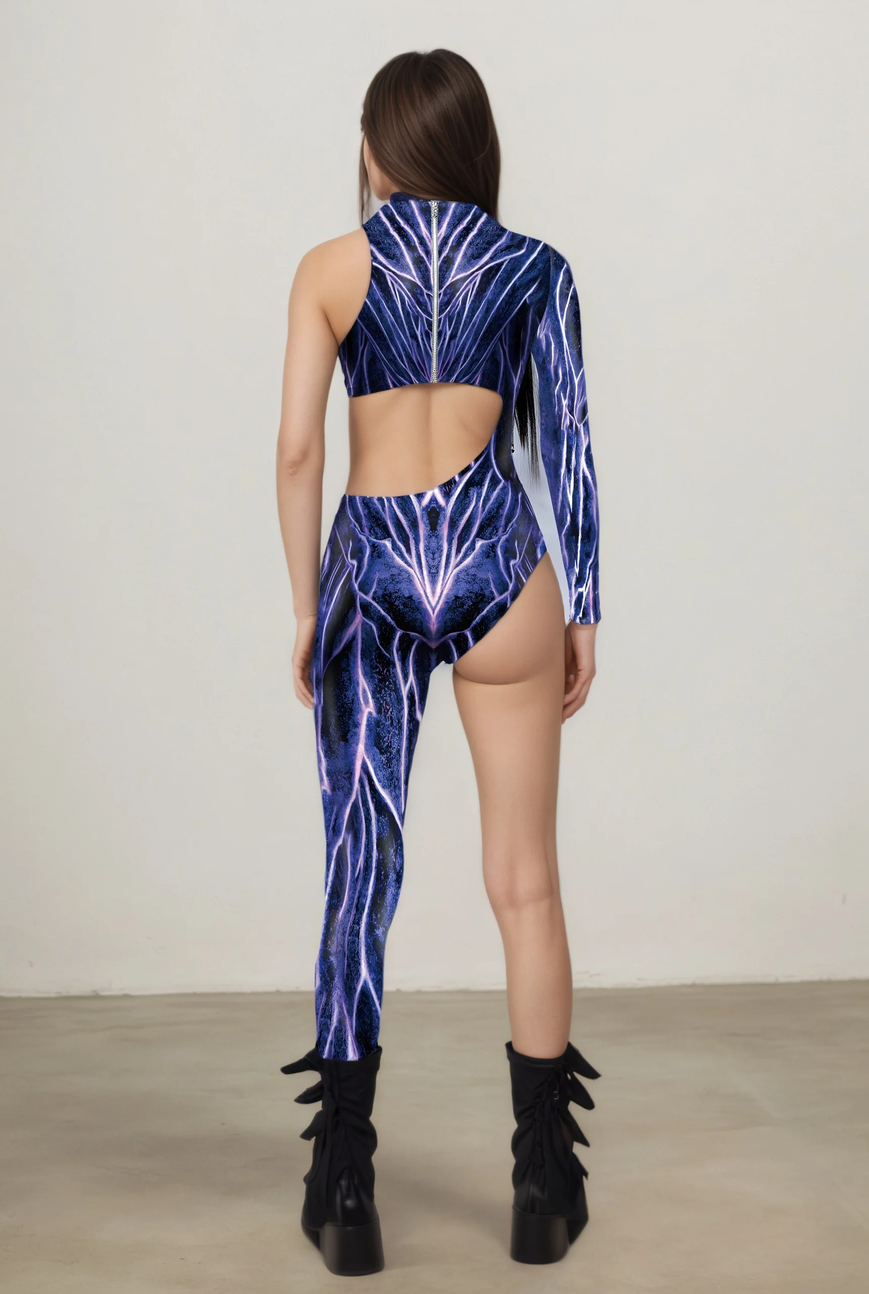 IOOTIANY Bunter Asymmetrischer Urlaubs-Bodysuit Kostüm Party Performance Jumpsuit Sexy Ausgeschnittener High-Grip Strandanzug Badeanzug – Detail 5