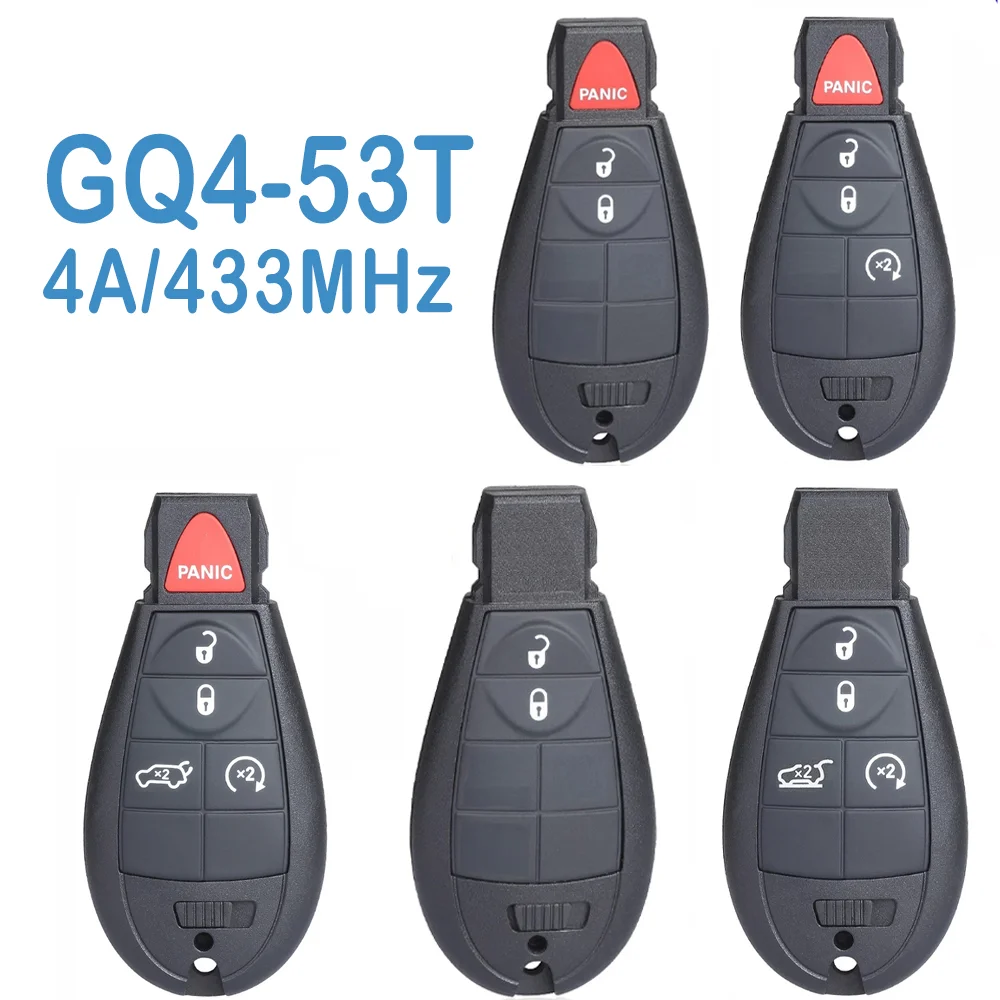 

2 Pcs/lot GQ4-53T Auto Smart Remote Control 2/3/4/5 Buttons 433MHz 4A Chip Replace Car Key Fob For Jeep Cherokee 2014-2019