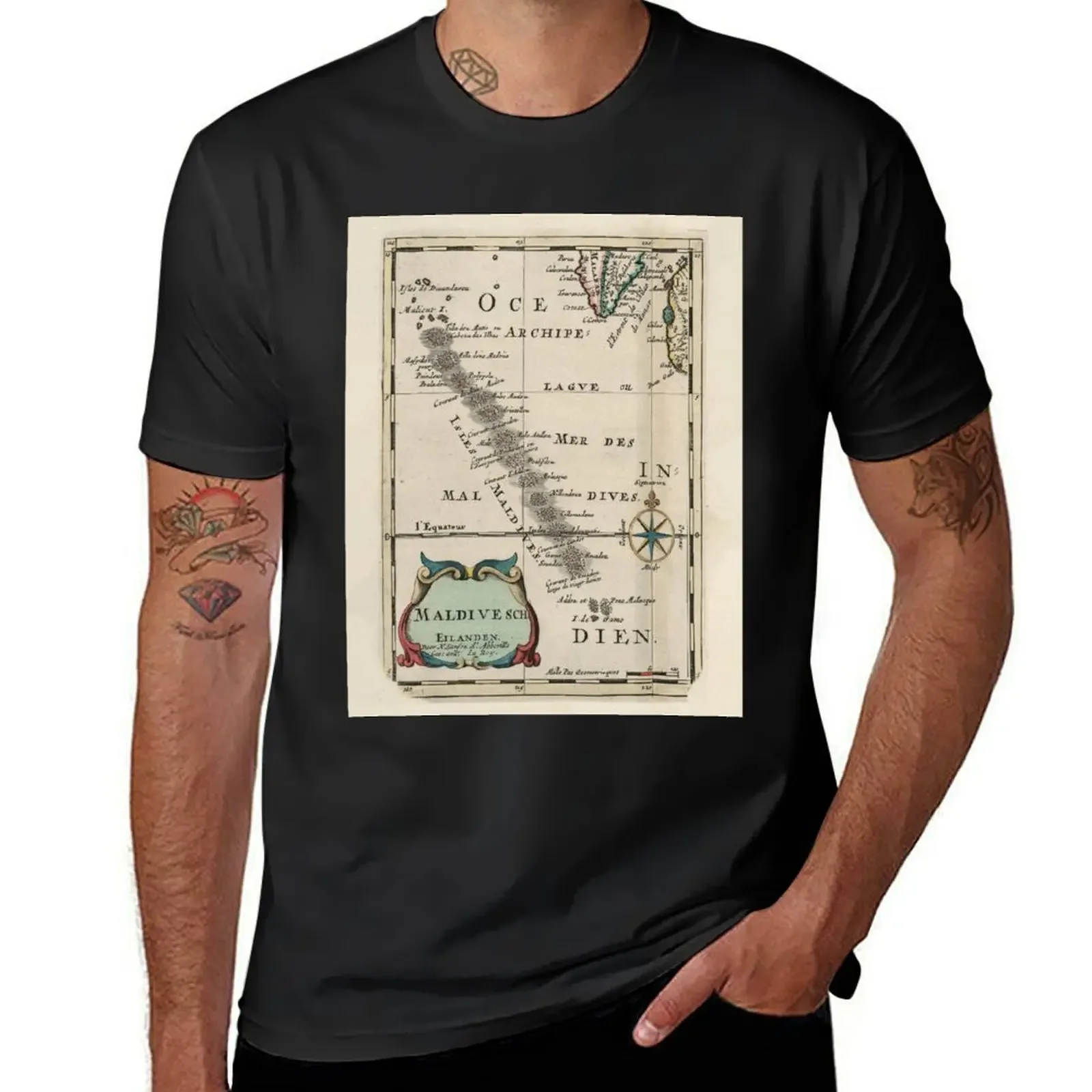 Vintage Maldives Map (1705) T-Shirt plus size clothes designer shirts man clothes cotton graphic tees designer t shirt men