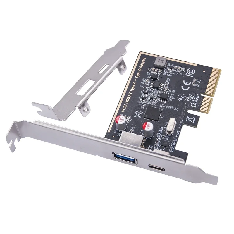 PCIE USB 3.2 GEN2 10G  Type C 10G Adapter PCI Express X4 Expansion Card Riser ASM1142 Chip Controller  Low Bracket for Desktop