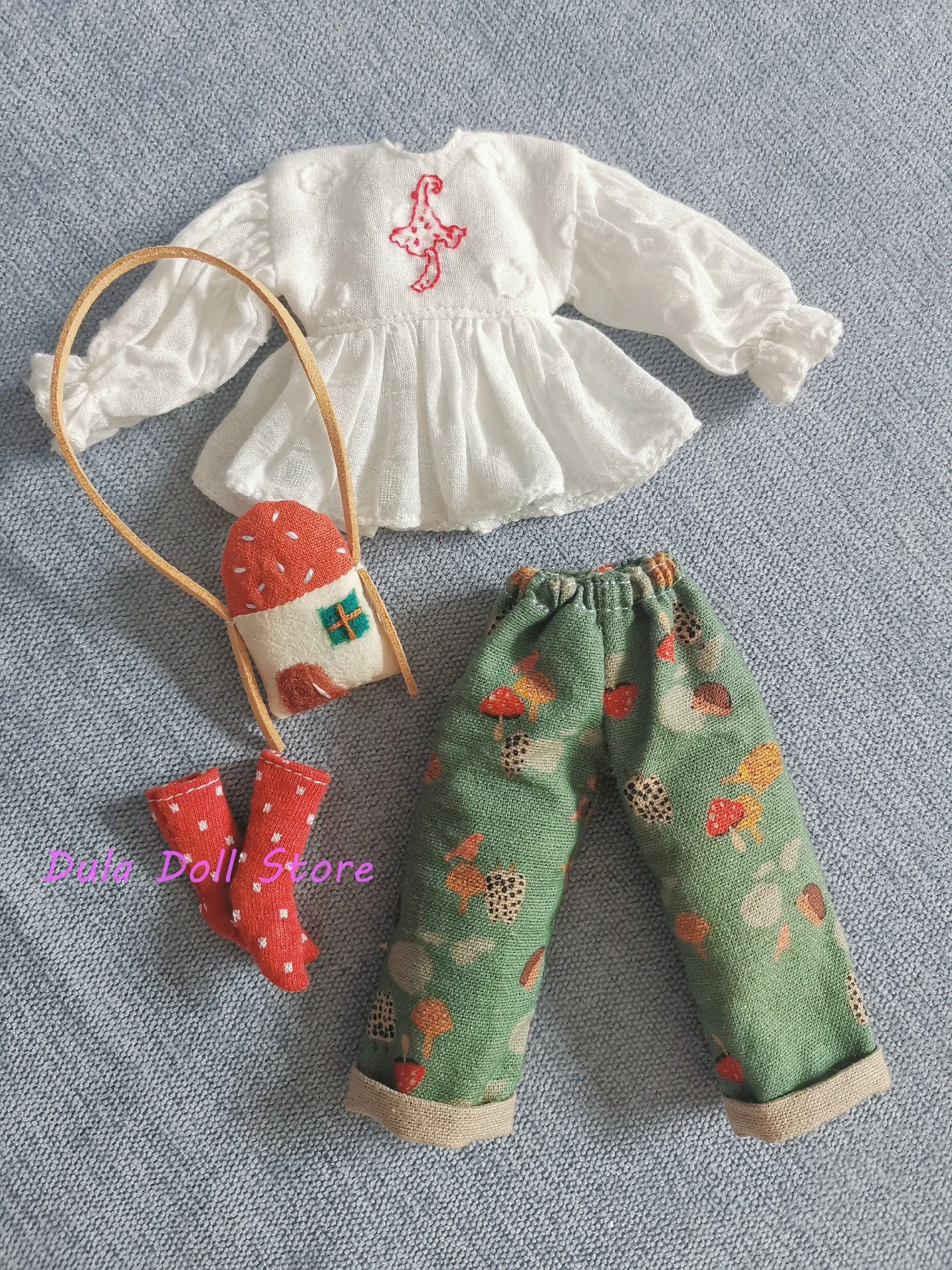 Dula Doll Clothes Dress pantaloni a gamba dritta ricamati a fungo Blythe ob24 Azone Licca ICY JerryB 1/6 accessori per bambole Bjd