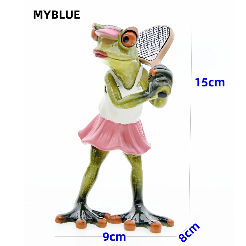 

MYBLUE Artificial Frog Playing Tennis Statue For Home Room Decor,Table decoration and accessories