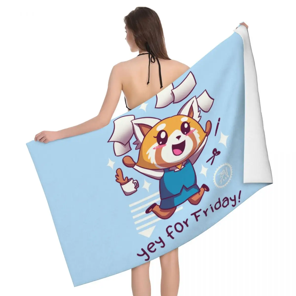 

Aggressive Retsuko Anime Beach Bath Towel Microfiber Japan Manga Aggretsuko Travelling Swimming Camping Towels